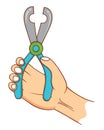 Hand holding a pliers