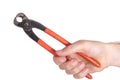 Hand holding pliers