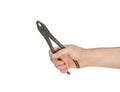 Hand holding pliers Royalty Free Stock Photo