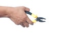 Hand holding pliers Royalty Free Stock Photo