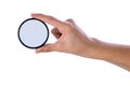 Hand holding polarization filter Royalty Free Stock Photo