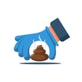 Hand holding poop. Pick up and remove. Please keep your pet clean.