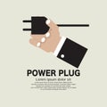 Hand Holding With a Power Plug Cord Vector Royalty Free Stock Photo