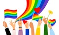Hand holding pride flag Royalty Free Stock Photo