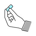 hand holding probiotics drug color icon vector illustration Royalty Free Stock Photo