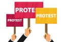 Hand holding protest sign flat illustration Royalty Free Stock Photo