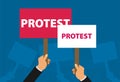 Hand holding protest sign flat illustration Royalty Free Stock Photo