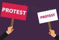 Hand holding protest sign flat illustration Royalty Free Stock Photo