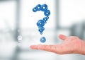 Hand holding question mark made of cogs Royalty Free Stock Photo