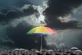 Hand holding rainbow umbrella Royalty Free Stock Photo