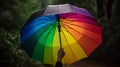 Hand holding rainbow umbrella distinctively unique. Generative ai Royalty Free Stock Photo