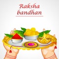 Hand holding Raksha Bandhan Thali