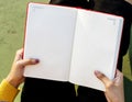 Hand Holding Reading Diary Notebook Royalty Free Stock Photo