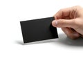 A hand holding a rectangular black object with a textured surface Royalty Free Stock Photo