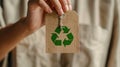 A Hand Holding Recycled Tag. AI generated Royalty Free Stock Photo