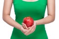 Hand holding red apple isolated over white background. Royalty Free Stock Photo