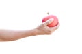 hand holding a red apple isolated on white background Royalty Free Stock Photo