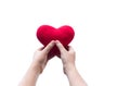 Hand holding red heart shape isolated Royalty Free Stock Photo