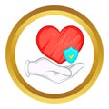 Hand holding red heart vector icon Royalty Free Stock Photo