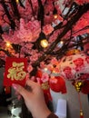 A hand is holding red paper (ampao chinesse tradition) Royalty Free Stock Photo