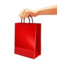 Hand Holding Red Shopping Bag Illustration Royalty Free Stock Photo