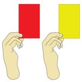 Hand holding red and yellow card Royalty Free Stock Photo