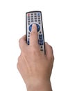 Hand holding a remote control Royalty Free Stock Photo