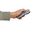 Hand holding remote control Royalty Free Stock Photo