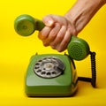 Hand holding a retro telephone Royalty Free Stock Photo