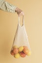 Hand holding a reusable net bag Royalty Free Stock Photo