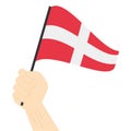 Hand holding and rising the maritime flag to represent the number Four Vector Illustration