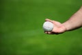 Hand holding a rounders ball Royalty Free Stock Photo