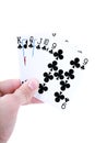 Hand holding Royal flush Royalty Free Stock Photo