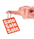 Hand holding sale tag Royalty Free Stock Photo