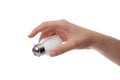 Hand holding a salt shaker Royalty Free Stock Photo