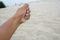 Hand holding a sand Royalty Free Stock Photo