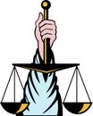 Hand holding scales of justice Royalty Free Stock Photo