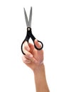 Hand holding scissors