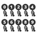 Hand Holding Score Card Sign Set. Vector
