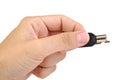Hand holding a security key isolated on a white Royalty Free Stock Photo