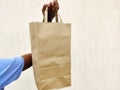 Hand holding of shopping bag. Royalty Free Stock Photo