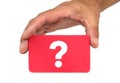 Hand holding and showing a red card with QUESTION MARK Royalty Free Stock Photo