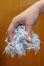Hand holding shredded paper 3 Royalty Free Stock Photo