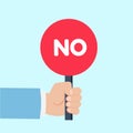 Hand holding sign with the word No. Royalty Free Stock Photo