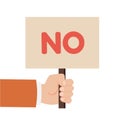 Hand holding sign with the word No. Royalty Free Stock Photo