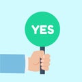 Hand holding sign with the word Yes. Royalty Free Stock Photo