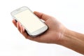 Hand holding smart phone Royalty Free Stock Photo