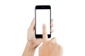 Hand holding smart phone blank screen. Royalty Free Stock Photo