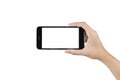 Hand holding smart phone blank screen. Royalty Free Stock Photo