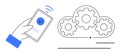 Hand Using Smartphone with Cloud Computing and Gear Integration Concept Royalty Free Stock Photo